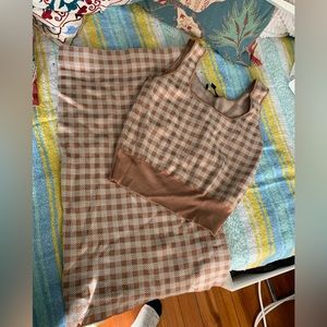 NWOT Ann Taylor knit checkered gingham skirt and tank set size M